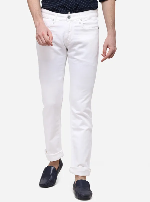 White Straight Fit Solid Jeans | JadeBlue