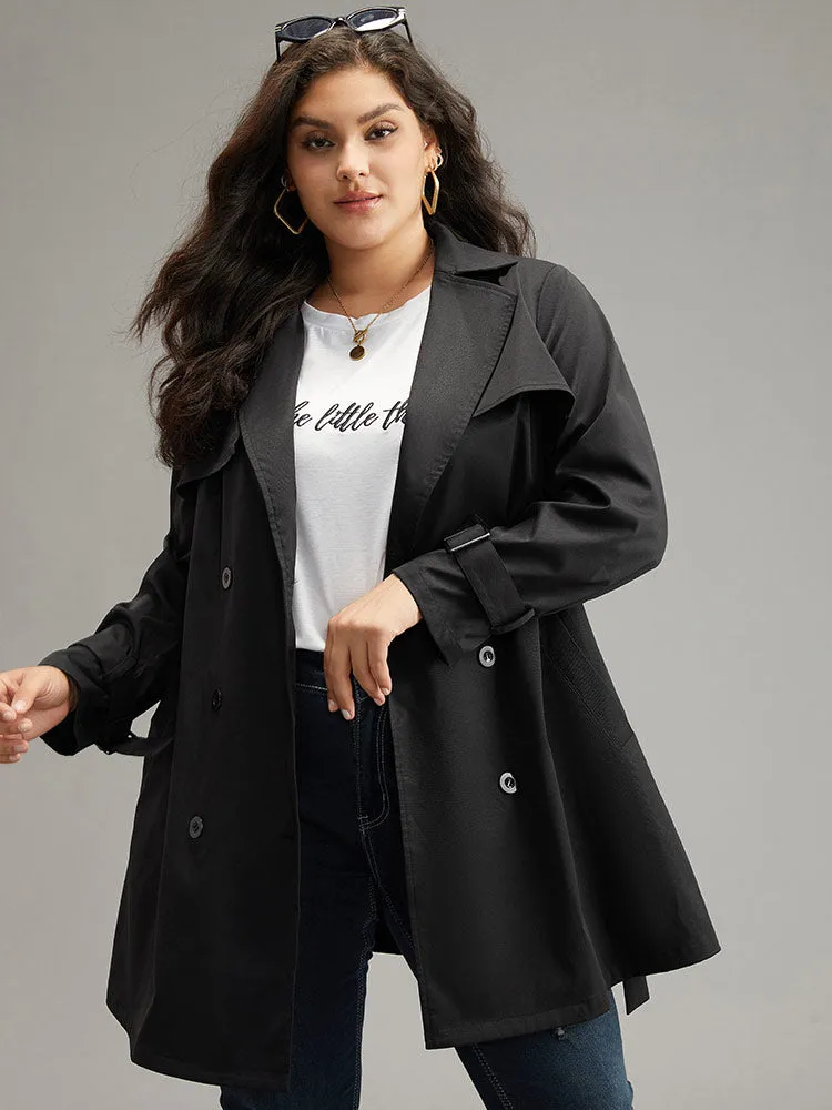 Wind-Resistant Belted Double Breasted Coat