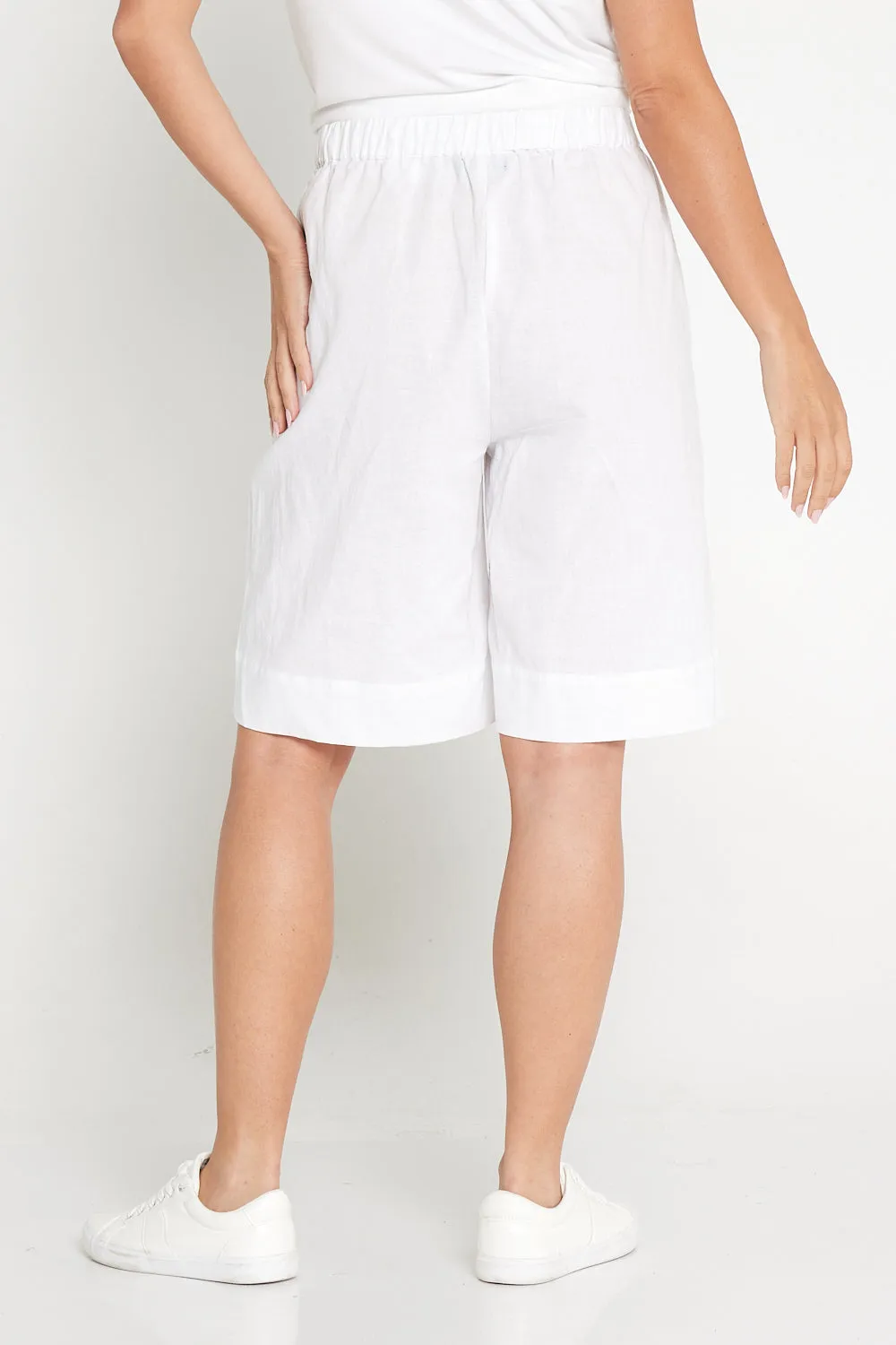 Zhuri Linen & Cotton Shorts - White